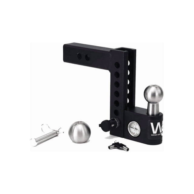 Weigh Safe Support à Billes d'Attelage de Remorque AWS4-2 Convient à un Récepteur de 2 Pouces; Poids Brut de Remorque de 12500; Réglable; Conception Escamotable; Retombée de 4 Pouces; Billes en Acier Inoxydable; Barre d'Attelage en Acier Noir Revêtue de Poudre