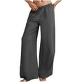 thumbnail image 6 of UVEASISHA Linen Summer Pants for Women Flowy Low Rise Wide Leg Sweat Pants 2025 Baggy Streetwear Hipster Pants Dark Gray M, 6 of 10