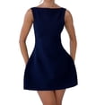 thumbnail image 1 of Vestido OWIN en forma de A, sin mangas, cuello barco, azul marino, XL, 1 of 5