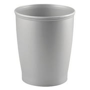 iDesign Kent Plastic Wastebasket, Trash Can for Bathroom, Kitchen, Office, Bedroom, 8.25" x 8.25" x 10", Silver