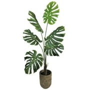 LCG Florals 5' Artificial Monstera Tropical Plant in Handwoven Basket