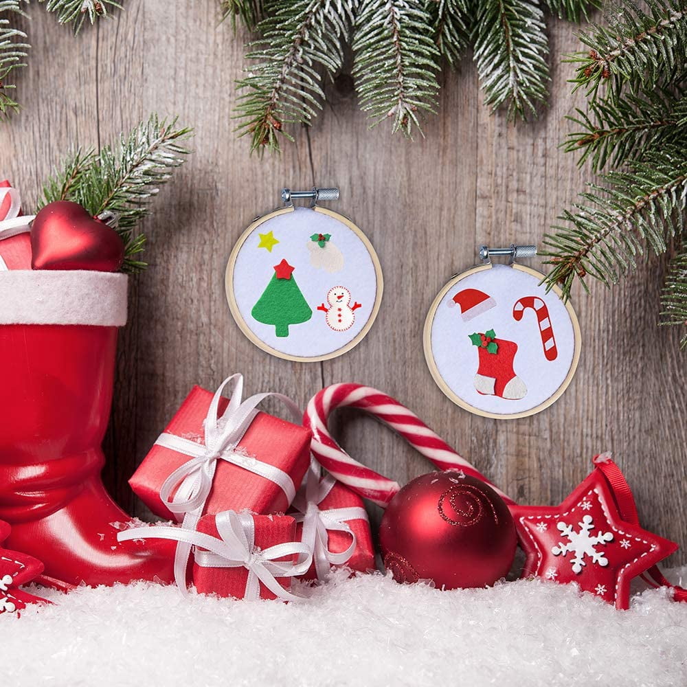 24 Pieces 4 Inch Embroidery Hoops Bulk Wholesale Cross Stitch Hoop Ring for Embroidery, Art Craft Handy Sewing and Christmas Decoration