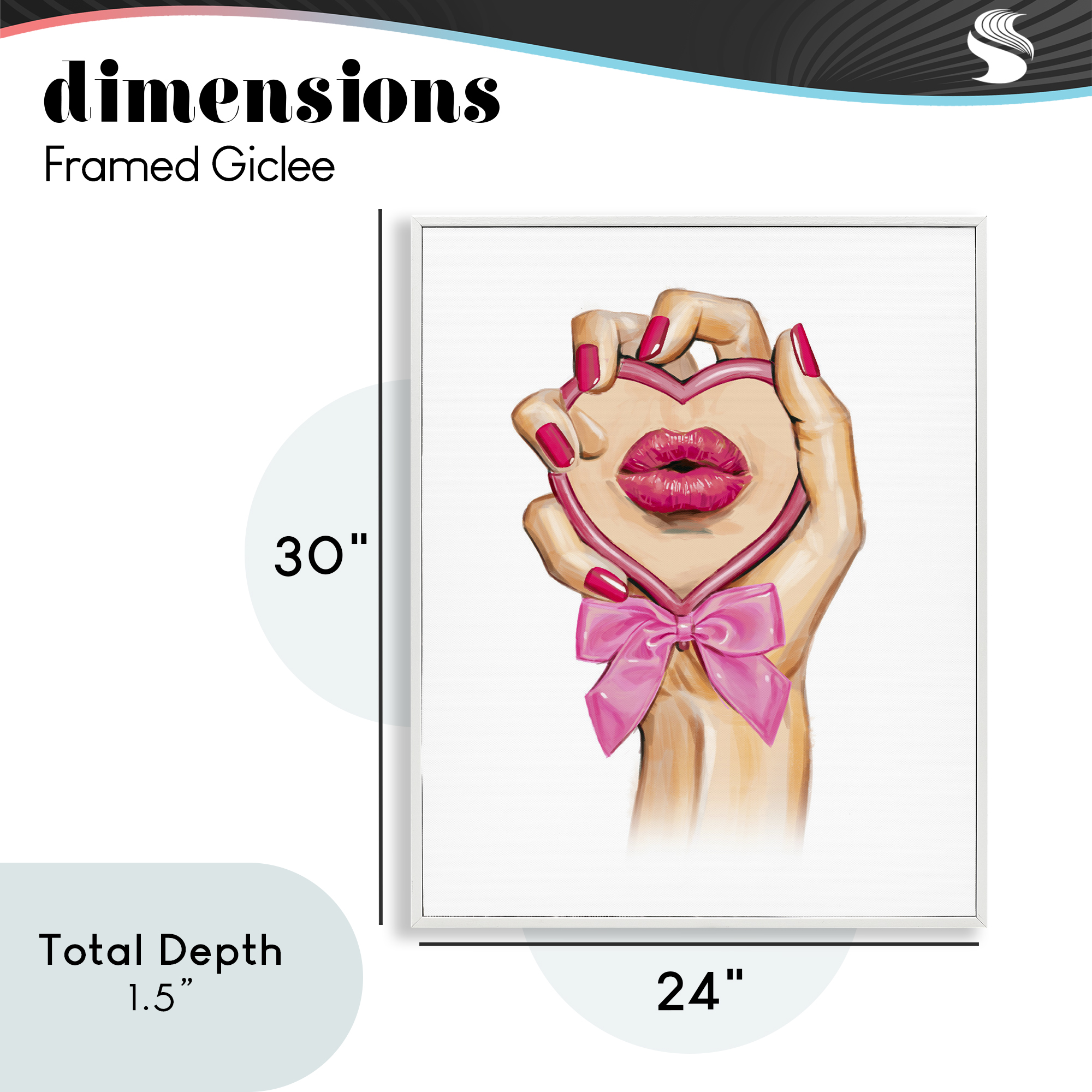 Pink Lips in Mirror White Framed Giclee Art, design by Ziwei Li