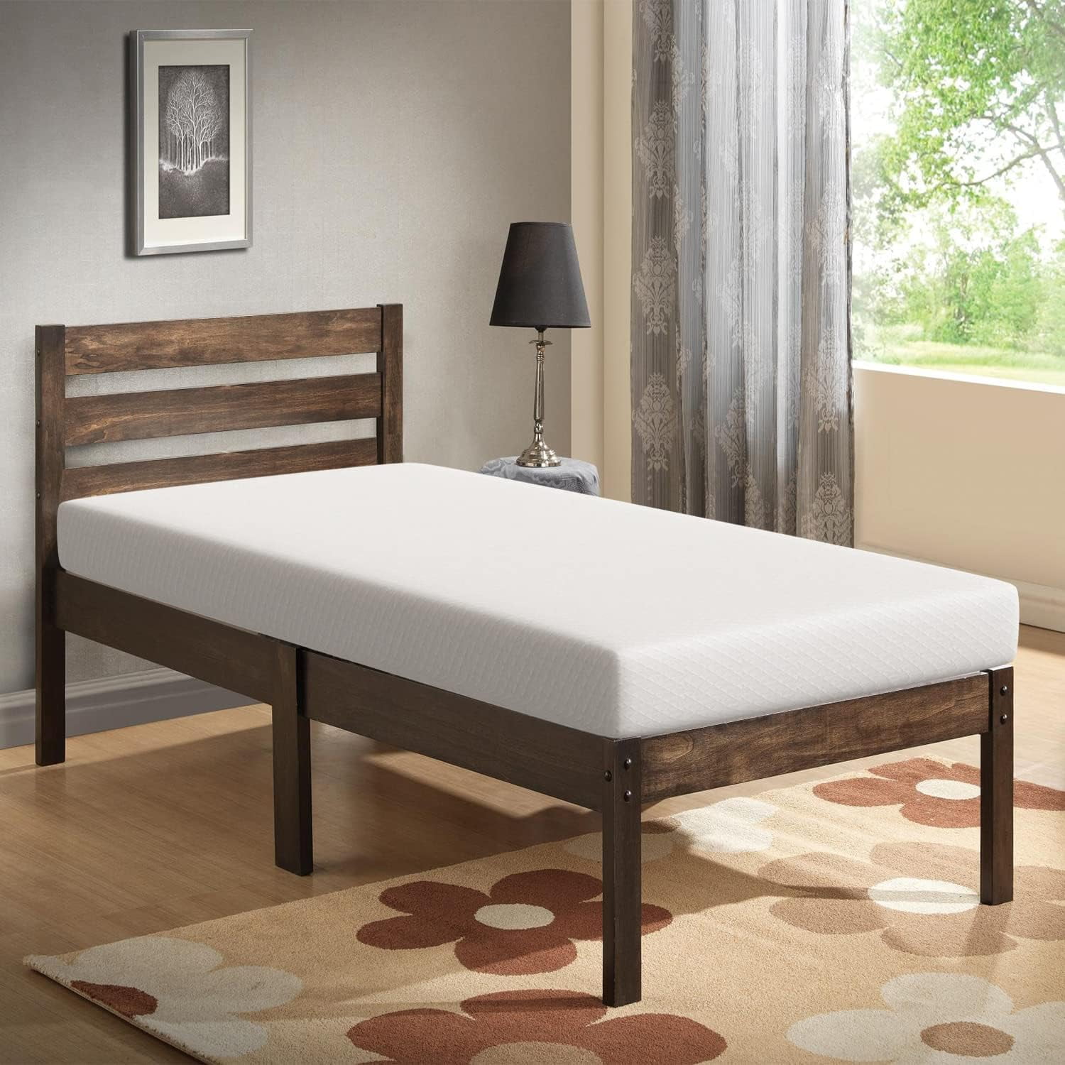 FDW Twin Mattress 6 inch Gel Memory Foam Mattress Queen Mattresses Medium Firm Mattresses,White,Adults