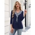 thumbnail image 3 of Zeagoo Womens Blouses 3/4 Sleeve V Neck Flounce Shirts Casual Dressy Tunic Tops Summer Fall Fashion Clothes, 3 of 8