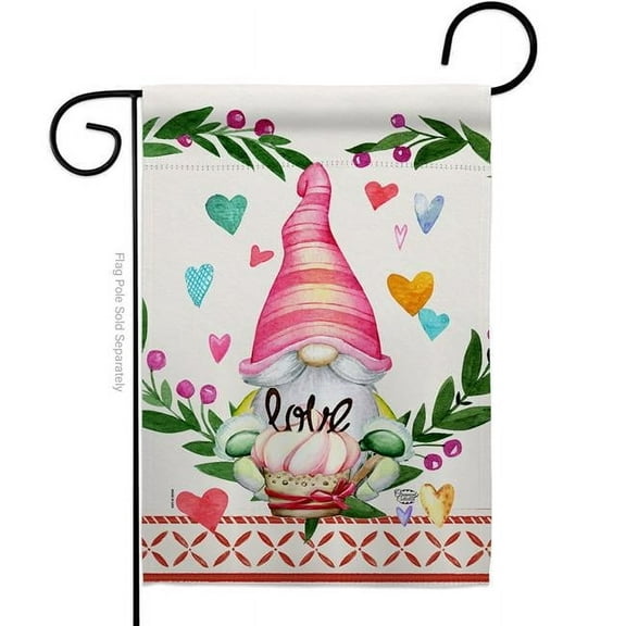 Ornament Collection G192407-BO 13 x 18.5 in. Gnome Give Love Garden Flag with Spring Valentines Double-Sided Decorative Vertical House Decoration Banner Yard Gift