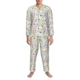 thumbnail image 3 of Logiee Education And Science Print Mens Long Sleeve Pajama Set,Notched Collar Pajamas for Men, Men's Sleepwear,Mens Sleepwear with Pockets & Button Down-X-Large, 3 of 7