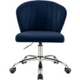 thumbnail image 4 of Meridian Furniture Finley Chaise de Bureau Pivotante Réglable en Velours Marine et Chrome, 4 of 6
