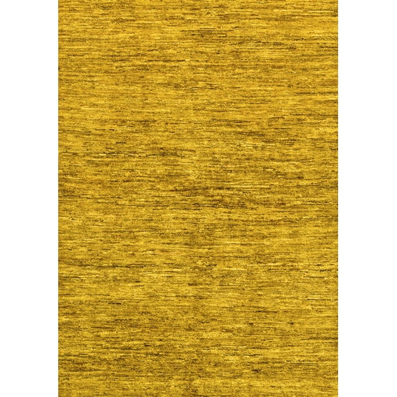 Ahgly Company Machine Washable Indoor Rectangle Abstract Yellow Modern Area Rugs, 4' x 6'