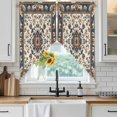 thumbnail image 3 of Swag Valance Curtains for Windows, Brown Blue Boho Light Filtering Kitchen Curtains with Rod Pocket, Southwestern Geometric Ethnic Art Window Treatment Valances for Living Room, 28x36 - 2 PCS, 3 of 9