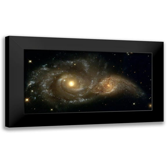 NASA 14x9 Black Modern Framed Museum Art Print Titled - Two Spiral Galaxies