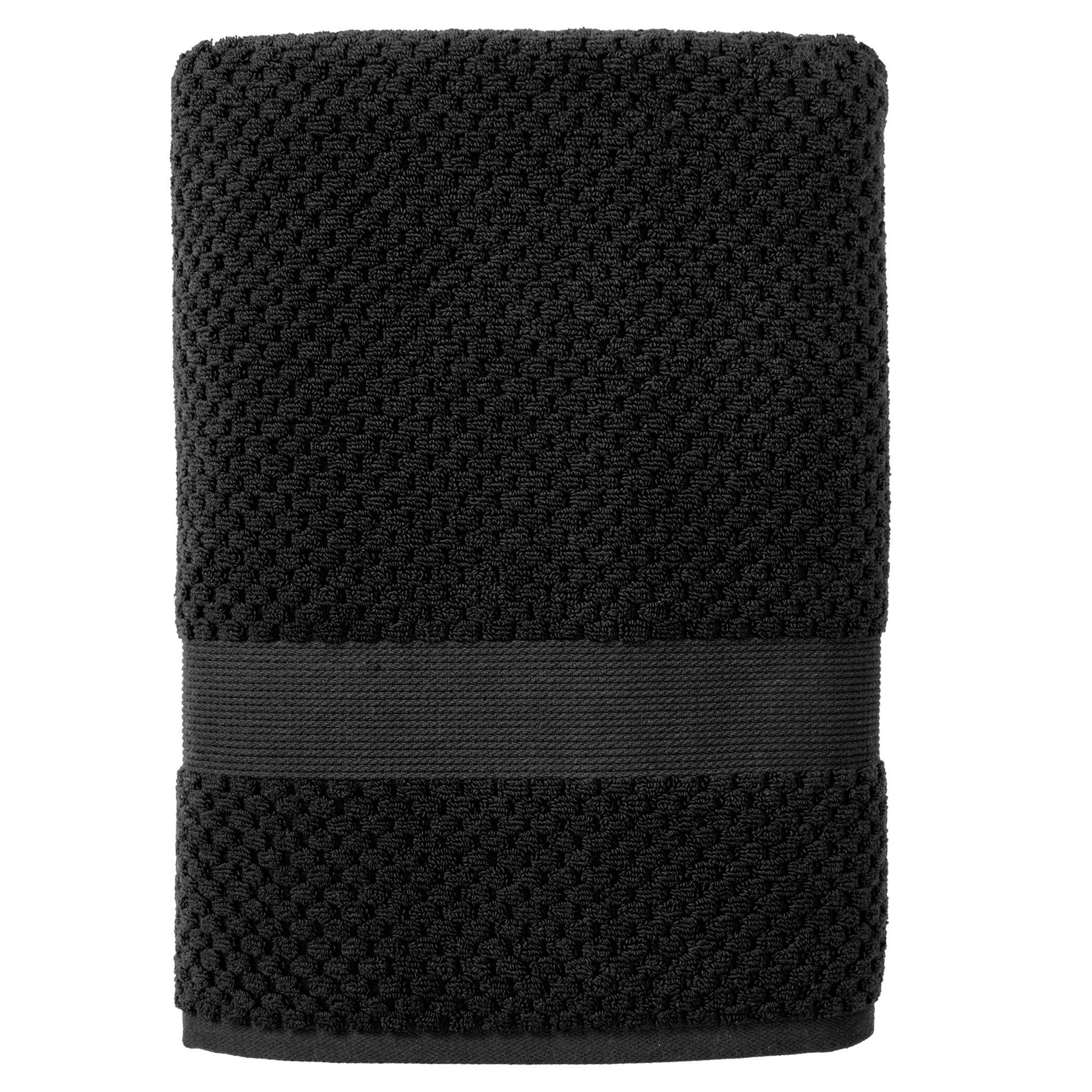 Better Homes & Gardens Signature Soft Cotton Popcorn Textured 6 Piece Bath Towel Set,Rich Black