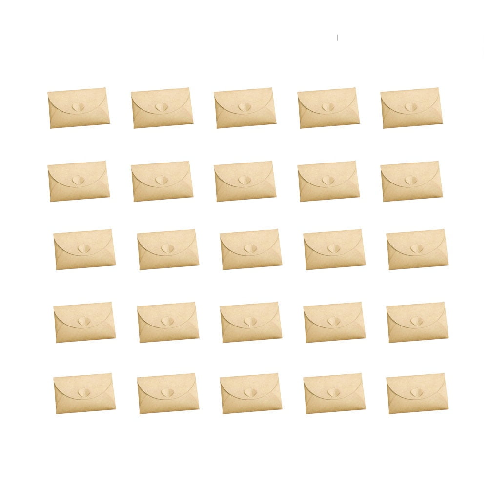 LOLIPPYY 100Pcs Beige Kraft Paper Envelopes Heart Closed for Postcard Storage
