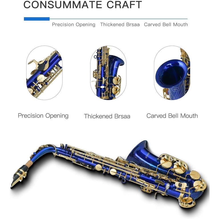 LAGRIMA Bb Alto Saxophone, Brass Body Mother-of-pearl Buttons