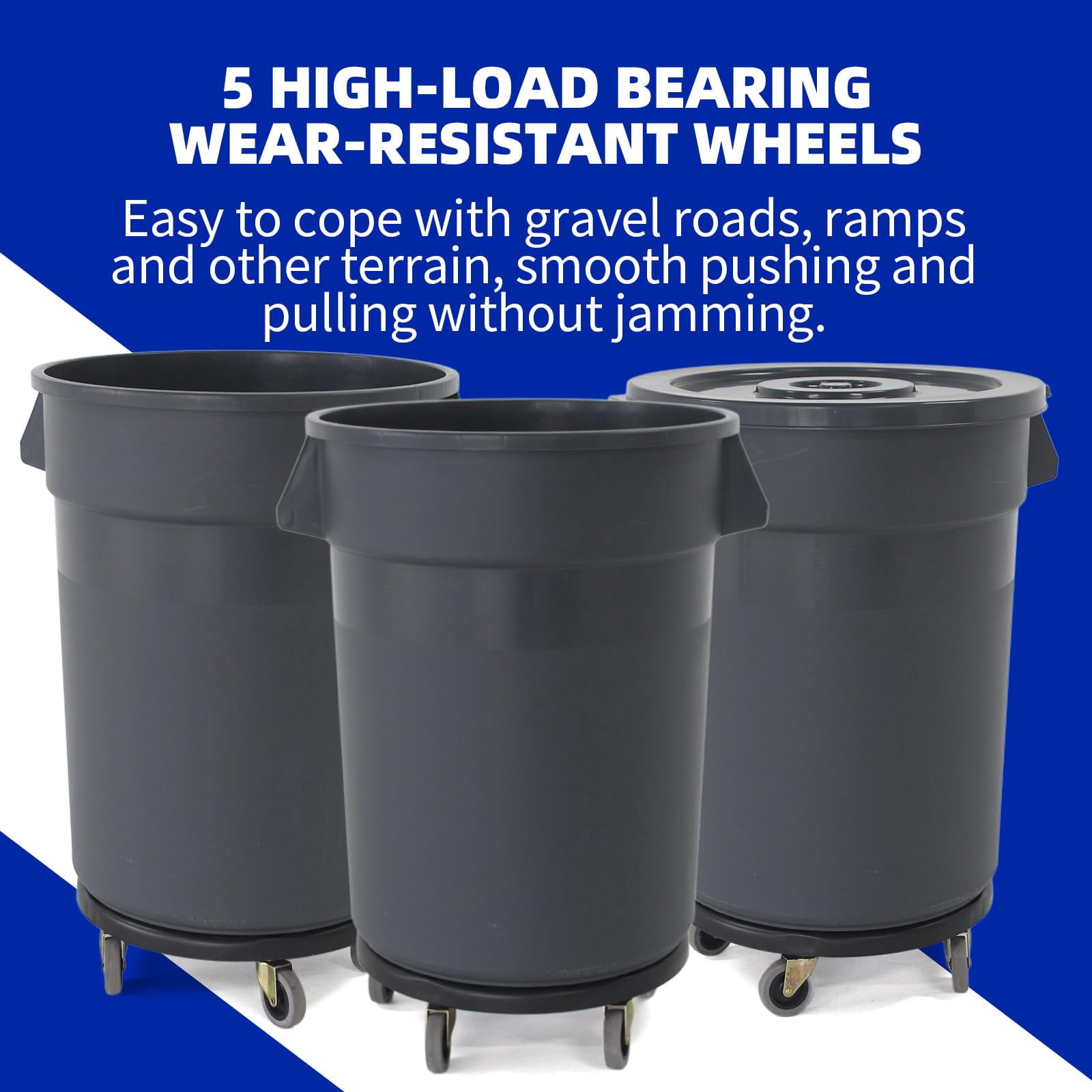 32 Gallon Outdoor Trash Can with Lid and Wheels, Large Trash Can with Removable Wheels and Sturdy Handle, Garbage Cans for Kitchen, Hospitals, Garages, Backyards and Yards