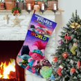 thumbnail image 1 of Trolls Tema: Calcetines de Navidad, fino lino blanco para colgar en escaleras y chimenea, decoración navideña para el hogar, regalo de Navidad. 54cm × 38cm, 1 of 5