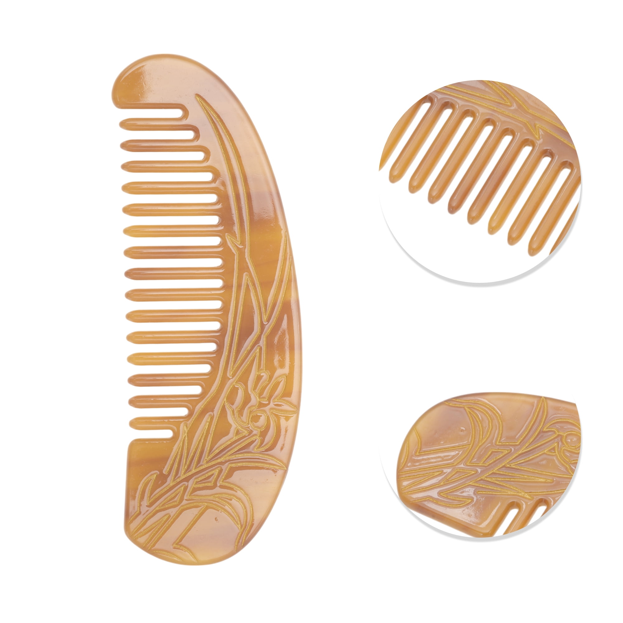 Unique Bargains 1 Pc Floral Half Round Hair Comb for All Hair Types Styles Coffee Color