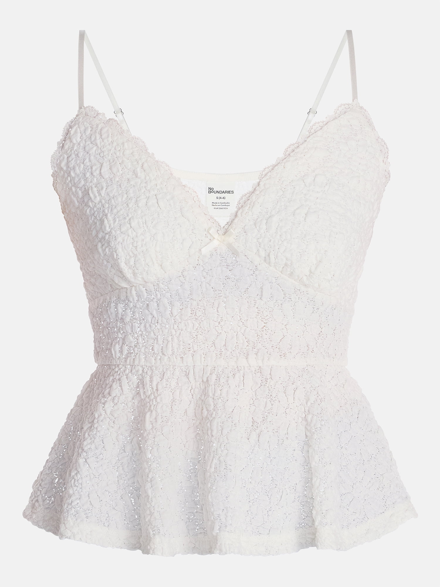 No Boundaries Peplum Lace Cami Top, Women’s XXS-XXL
