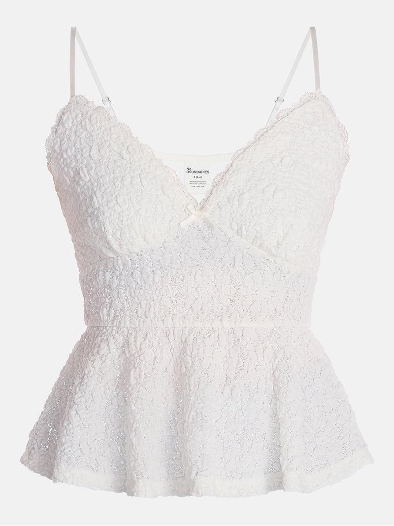 No Boundaries Peplum Lace Cami Top, Women's XXS-XXL - Walmart.com