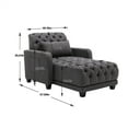 thumbnail image 6 of Living Room Modern Accent Lounge Chaise Chair Leisure Barry Sofa Polyester Fabric Button Tufted Recliner Chair Sleeper Bed with Adjustable Backrest, Side Pocket, Cup Holders, for Bedroom, Dark Gray, 6 of 7
