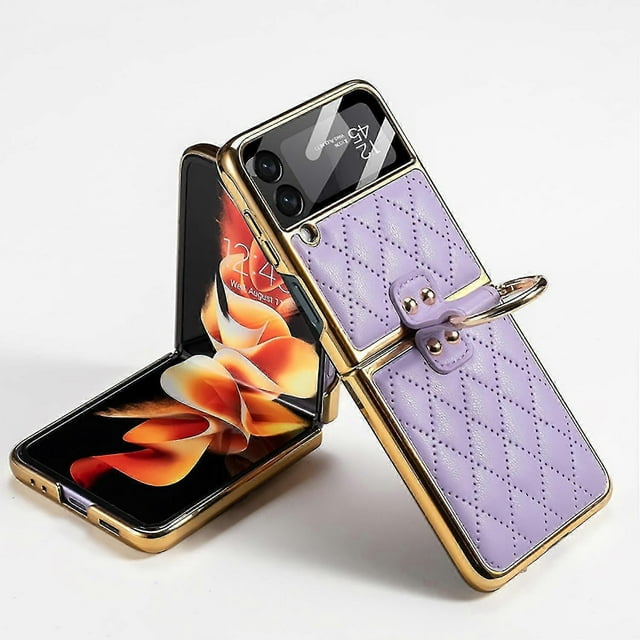 Leather Shockproof Phone Case With Ring Holder For Samsung Galaxy Flip 3