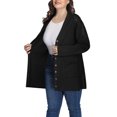 thumbnail image 3 of Womens Plus Size Long Sleeve Waffle Knit Cardigan Open Front Side Slit Sweater with Pockets, 3 of 6