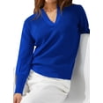 thumbnail image 1 of Franhais Women's  Autumn Winter Knitted Pullover Tops Female Solid Color Long Sleeve Lapel V Cut Sweater Coat Casual Slim Outerwear（S-3XL）, 1 of 3