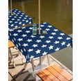 thumbnail image 2 of Fsddascl 4th of July Outdoor Tablecloth - 60x60 Inch Square Dining Table Cover, Independence Day Patriotic White Star Blue Waterproof Outdoor Table Cloth with Umbrella Hole & Zipper for Picnic/Patio, 2 of 7
