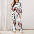 thumbnail image 2 of Vsdgher Monkey Pajamas Set Long Sleeve Sleepwear Womens Button Down Nightwear Pj Sets-Small, 2 of 7