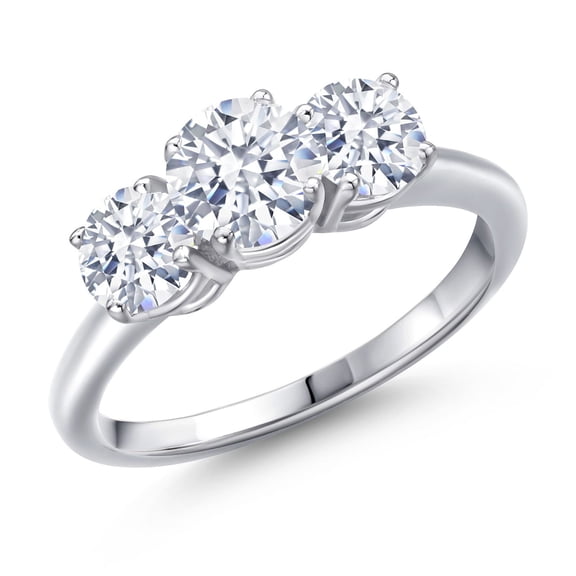 Gem Stone King 925 Sterling Silver White Zirconia Engagement Ring for Women | 3.00 Cttw | Round 6MM | Gemstone Birthstone | Size 9