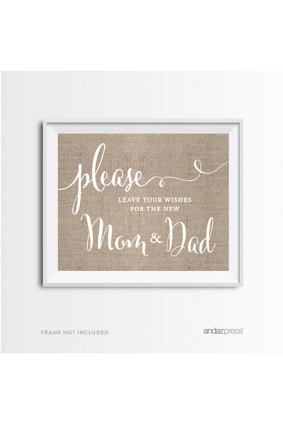 Leave Wishes For New Mom & Dad Burlap Baby Shower Party Signs