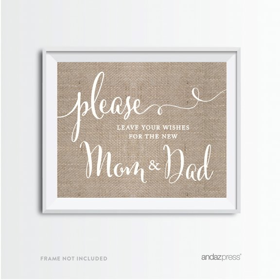 Leave Wishes For New Mom & Dad Burlap Baby Shower Party Signs