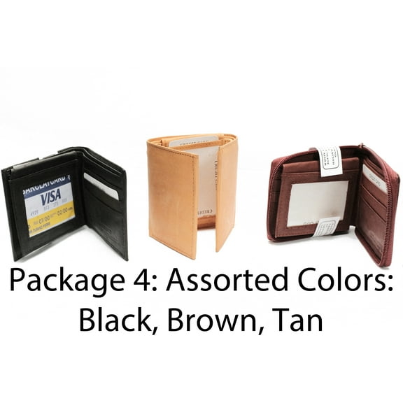 Men's Wholesale lot of 12 Mens Bifold Trifold Leather Wallets 4.5 x 3.5 inches