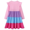 thumbnail image 4 of HILEELANG Toddler Girl Long Sleeve Dress Ruffle Solid Color Cotton Casual Tiered Pleated Twirly Dress 4T, 4 of 6