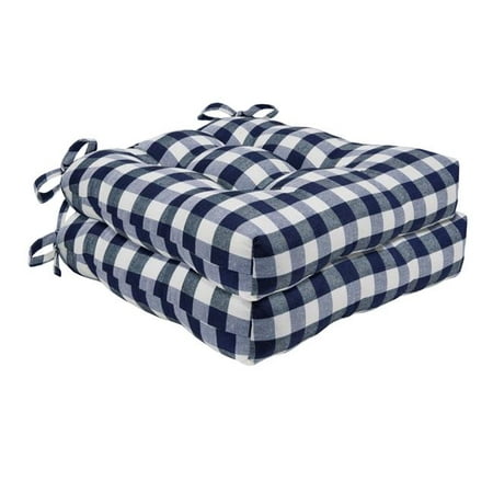 

16 x 15 x 3 in. Buffalo Check Tufted Chair Seat Cushions Navy