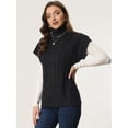 thumbnail image 3 of Chaleco de Cuello Alto para Mujer Chaleco sin Mangas Jersey de Punto de Color Sólido Suéter Informal Negro XL, 3 of 6
