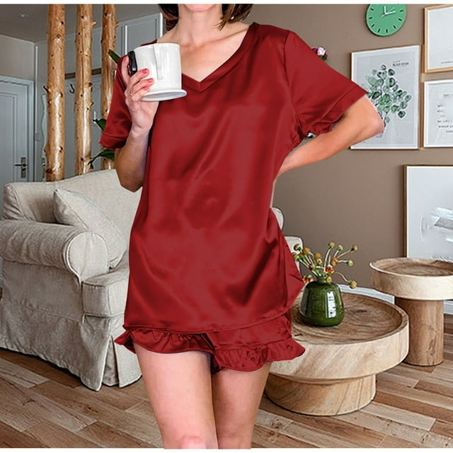 Ensemble de Vêtements de Maison Décontractés pour Femmes, Shorts Amples, Pyjamas