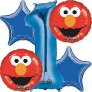 Sesame Street Elmo Balloon Bouquet 1st Birthday 5 pcs - Party Supplies