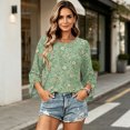 thumbnail image 4 of Womens Floral Print Tops Casual 3/4 Sleeve Tunic Shirts Loose Fit Crew Neck Blouses Lightweight Spring Summer Tops, 4 of 7