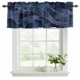 thumbnail image 2 of Navy Blue Marble Valances for Windows, Modern Golden Geometric Abstract Light Filtering Kitchen Curtains, Rod Pocket Window Valance Curtains for Living Room Bedroom, 60" W x 18" L, 2 Panels, 2 of 9