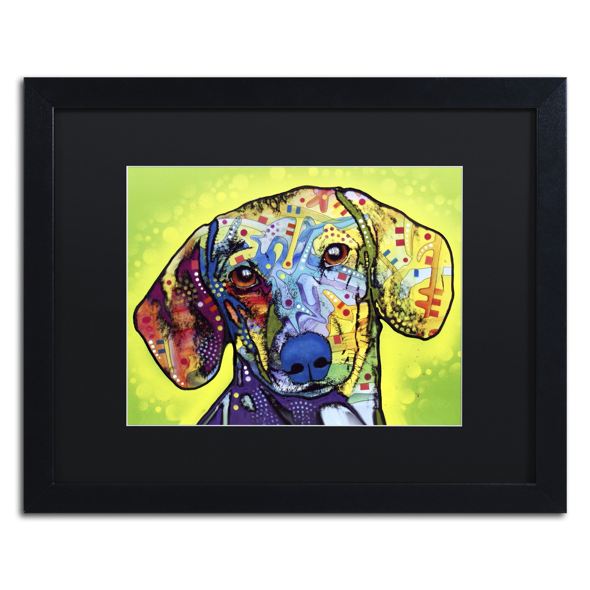 Trademark Fine Art "Dachshund" Canvas Art by Dean Russo, Black Matte, Black Frame