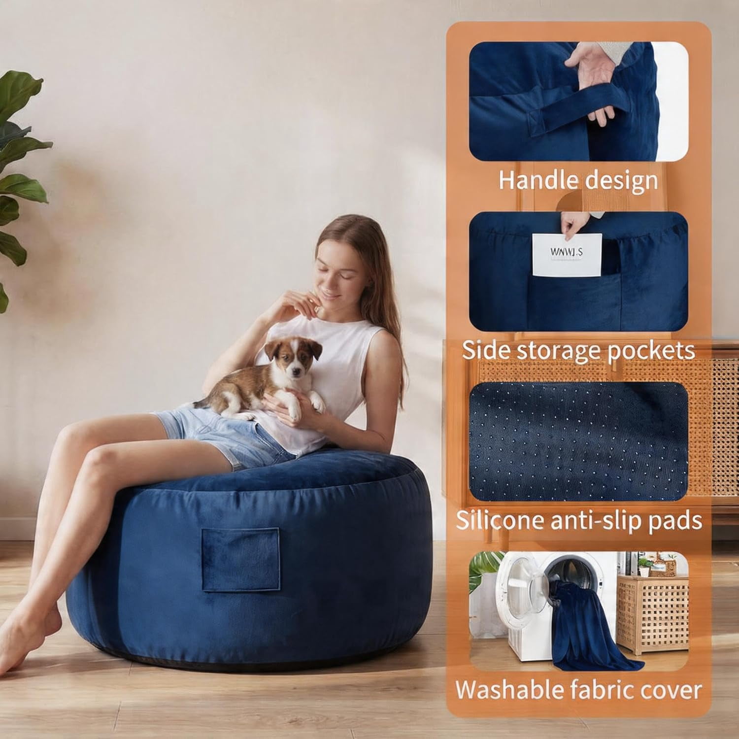 4 in 1 Convertible Bean Bag Chair Bed for Adults 4ft Large Beanbag Chair with High Memory Foam Filler and Removable Cover, Oversized Comfy Flannel Bean Bag Couch Bed Lazy Sofa for Adults Teen