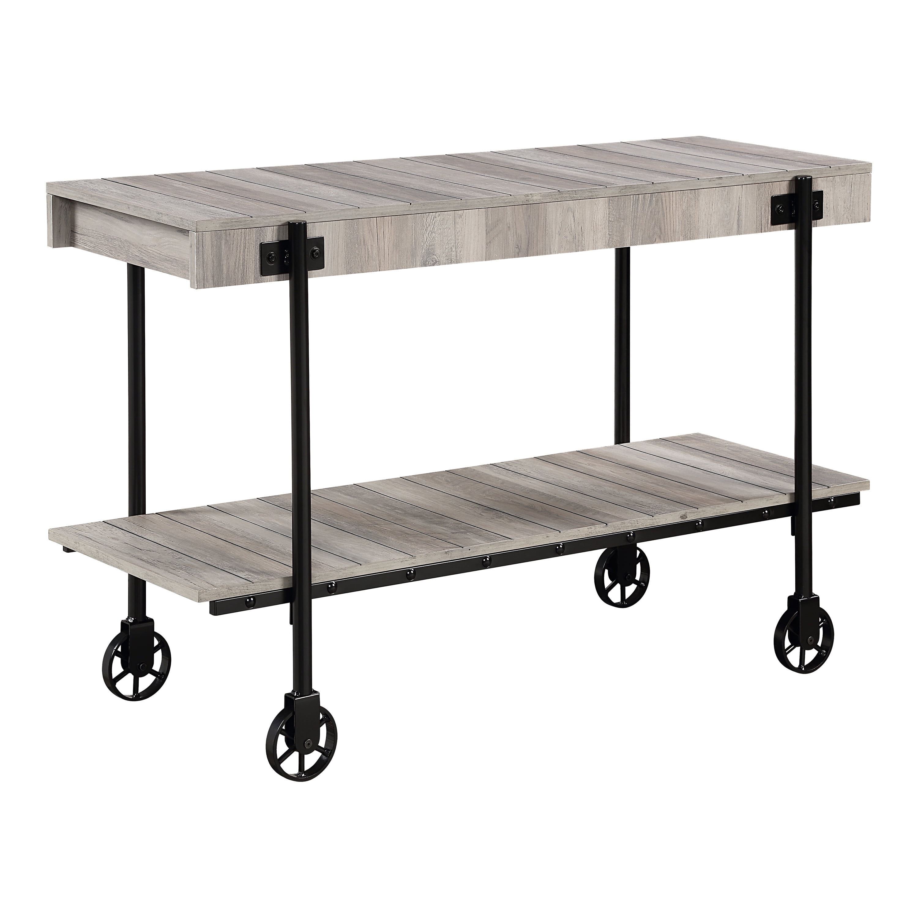 Furniture of America Russe 1-Shelf Wood Natural Tone Sofa Table with Wheels