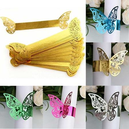 

50pcs Napkin Buckle Ring Hollow Butterfly Shapes for Wedding Banquet Dinner Table Decor New