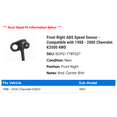 thumbnail image 2 of Front Right ABS Speed Sensor - Compatible with 1988 - 2000 Chevy K3500 4WD 1989 1990 1991 1992 1993 1994 1995 1996 1997 1998 1999, 2 of 2