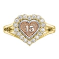 thumbnail image 5 of Primal Gold 10 Karat Yellow and Rose Gold with White Rhodium-plated Sweet 15 Cubic Zirconia Heart Ring, 5 of 7