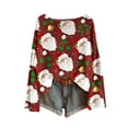 thumbnail image 3 of Uootdi Christmas Graphic Print Long Gift Sleeve Sweaters for Women Crewneck Drop Shoulder Knit Pullover Cute Santa Claus Fall Tu nics Tops, 3 of 5