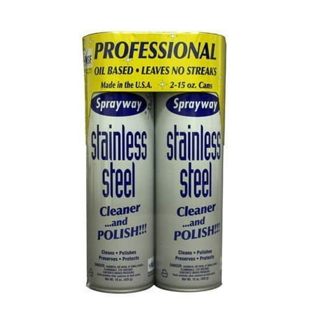 Stainless Steel Cleaner, 2/15oz Can, Pack of 2 Sprayway - 2