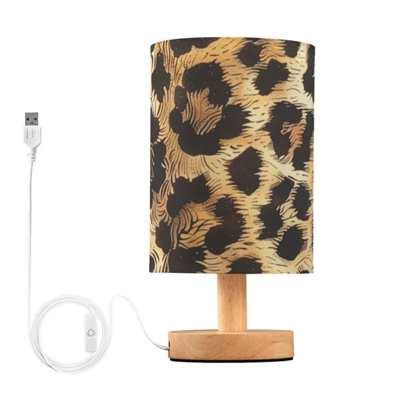 Leopard Fur Print Table Lamp with USB Port LED Warm Light Lamp Night Light Home Decor
