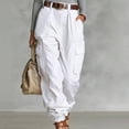 thumbnail image 2 of Ihhxva Women's High Waisted Wide Leg Cargo Pants Stretch Multi-Pockets Belted Summer Casual Work Daily Wear S-2XL, 2 of 7